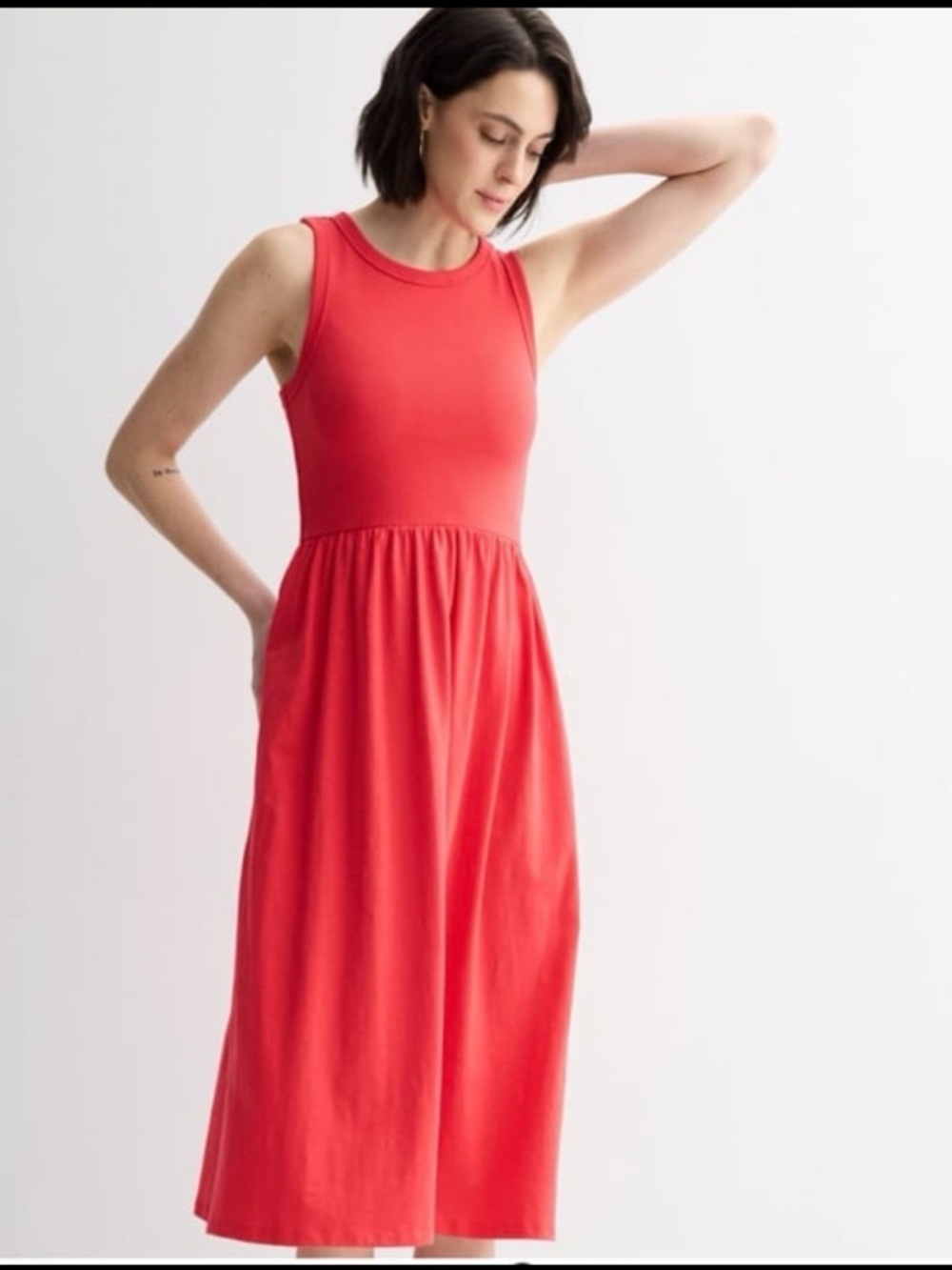 Soft coral jersey midi dress size large NWT